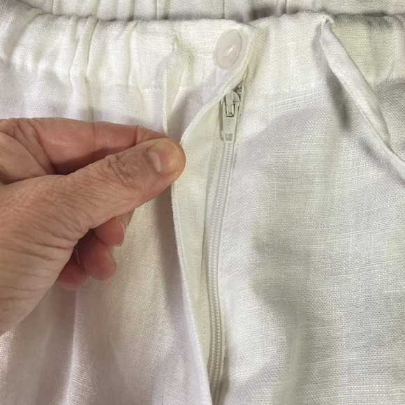 JM Collection White Lined Linen Wide Leg‎ Pants, Size 6 Petite - Picture 3 of 9